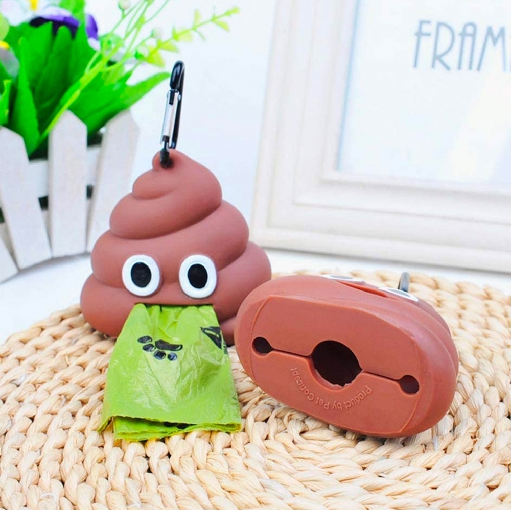 Emoji Poop Dog Waste Container & 80 Waste Bags - Picture 3 of 12